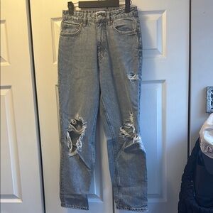 Zara Distressed Crop Blue Jeans